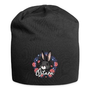 Ostara Bunny with Flower Wreath Magical Spring - Jersey Beanie - black - Front