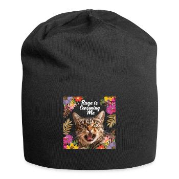 La rage du chat me consume Humour Mème - Bonnet en jersey - noir - Devant