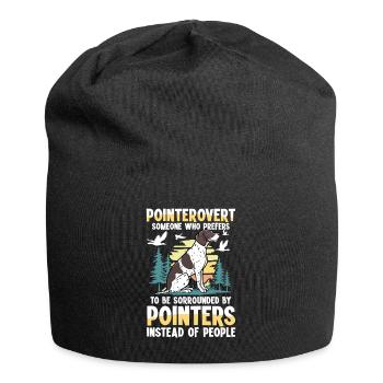 Chasseur avec son chien de chasse - Bonnet en jersey - noir - Devant