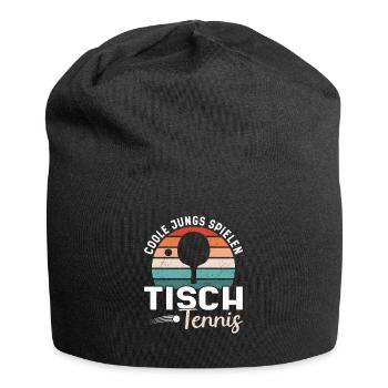 Coole Jungs spielen Tischtennis Retro Ping Pong - Jersey-Beanie - Schwarz - Vorne
