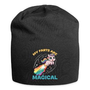 Mignons arcs-en-ciel de licorne qui pètent - Bonnet en jersey - noir - Devant