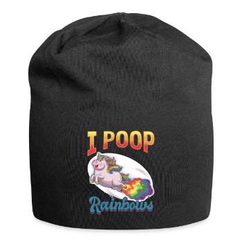 Cute Farting Unicorn Rainbows - Jersey Beanie - black - Front