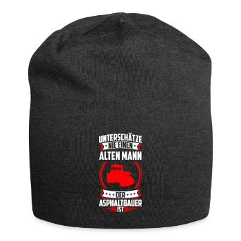 Old man who is asphalt builder is road construction - Jersey Beanie - charcoal grey - Front