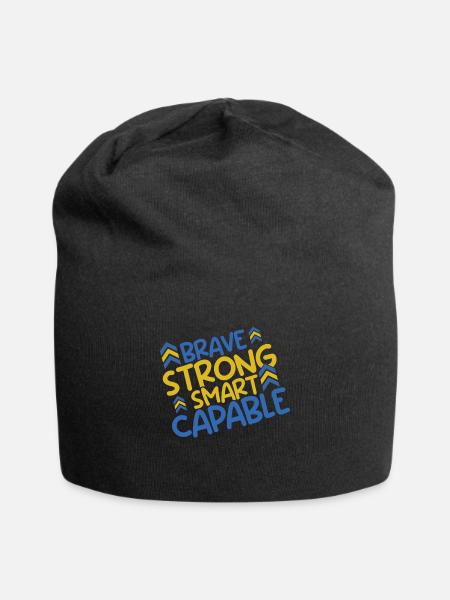 Down Syndrom: Brave Strong Smart Capable - Jersey-Beanie - Schwarz
