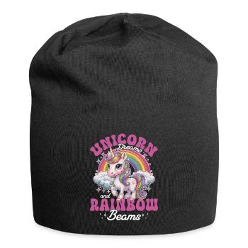 Cute Dream Unicorn Rainbows - Jersey Beanie - black - Front