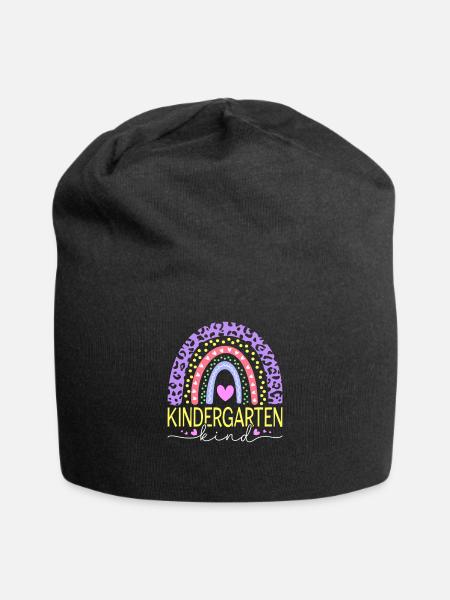 Kids Kindergarten Kid Rainbow Girl - Jersey Beanie - black