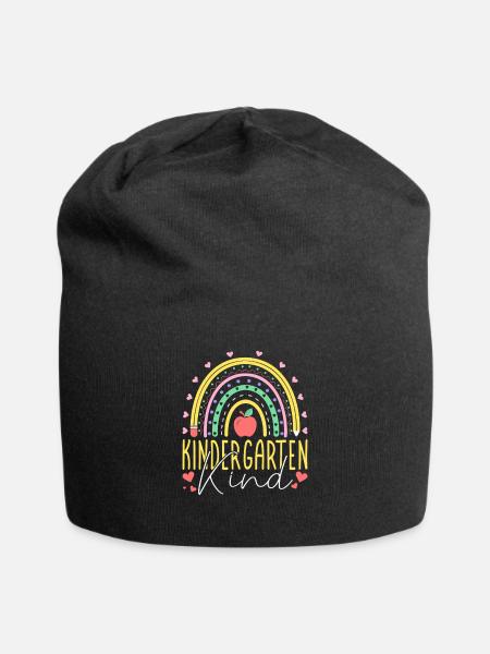 Kids Kindergarten Kid Rainbow Girl - Jersey Beanie - black