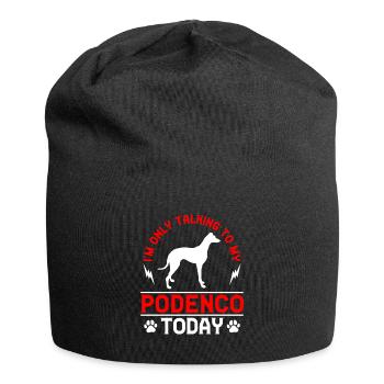 Podenco Windhund Rede nur mit Podenco - Jersey-Beanie - Schwarz - Vorne