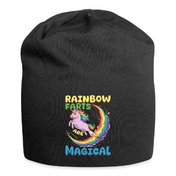 Cute Farting Unicorn Rainbows - Jersey Beanie - black - Front