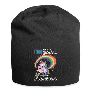 Mignons arcs-en-ciel de licorne qui pètent - Bonnet en jersey - noir - Devant