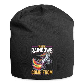 Mignons arcs-en-ciel de licorne qui pètent - Bonnet en jersey - noir - Devant