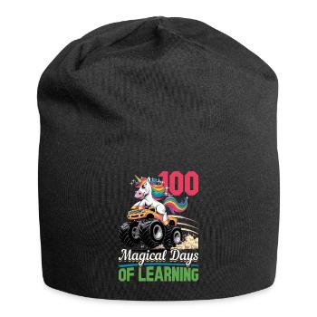 Monster Truck Unicorn 100 Days of School - Jersey-Beanie - Schwarz - Vorne