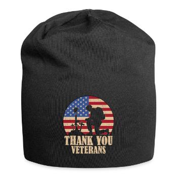 Vielen Dank an die Veteranen - Jersey-Beanie - Schwarz - Vorne