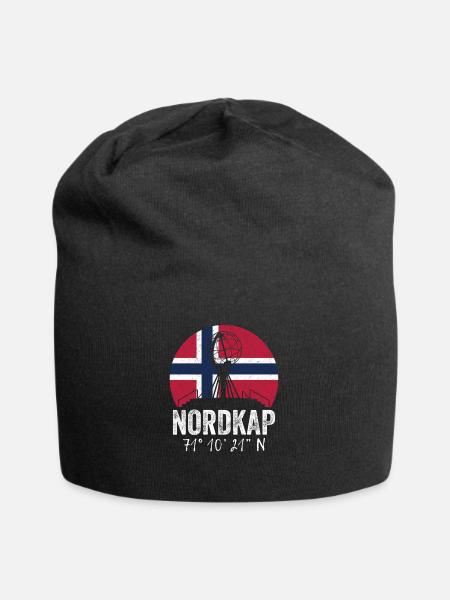 Norwegen Norway Norge Koordinaten Nordkap - Jersey-Beanie - Schwarz