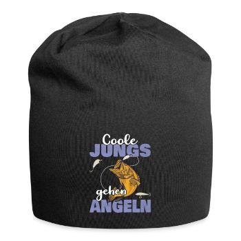 Coole Jungs gehen Angeln Sportfischer Angler Motiv - Jersey-Beanie - Schwarz - Vorne