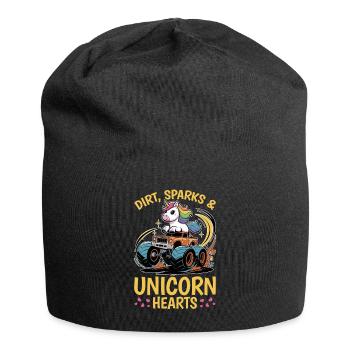 Cute Monster Truck Unicorn Rainbows - Jersey-Beanie - Schwarz - Vorne