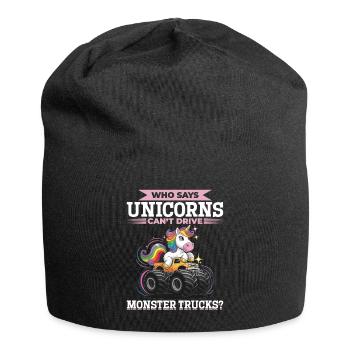 Cute Monster Truck Unicorn Rainbows - Jersey-Beanie - Schwarz - Vorne
