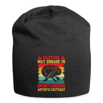 Cool Artist Caution Spontaneous Artistic Painter - Jersey Beanie - black - Front
