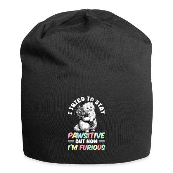 Cat Fat Fat Cat Humor Meme - Jersey Beanie - black - Front