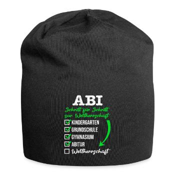 ABI SCHRITT FÜR SCHRITT ZUR WELTHERRSCHAFT - Jersey-Beanie - Schwarz - Vorne