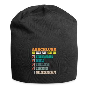 ABSCHLUSS MEIN PLAN GEHT AUF WELTHERRSCHAFT Lustig - Jersey-Beanie - Schwarz - Vorne