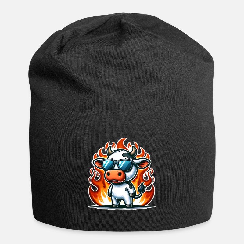 Kuh - Jersey-Beanie - Schwarz