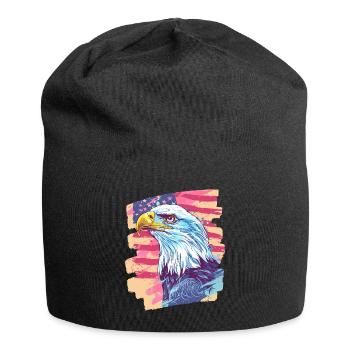 Drapeau américain avec aigle - Bonnet en jersey - noir - Devant