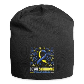 Down Syndrome Awareness With Heart Flowers - Jersey Beanie - black - Front