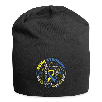 Sensibilisation au syndrome de Down Coeur Ruban Jaune - Bonnet en jersey - noir - Devant