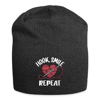 Häkeln - Jersey-Beanie - Anthrazit - Vorne
