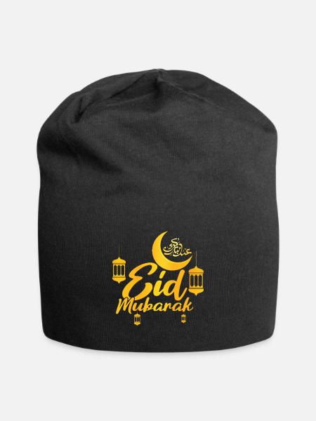 Eid Mubarak Feierlich mit Laternen - Jersey-Beanie - Schwarz