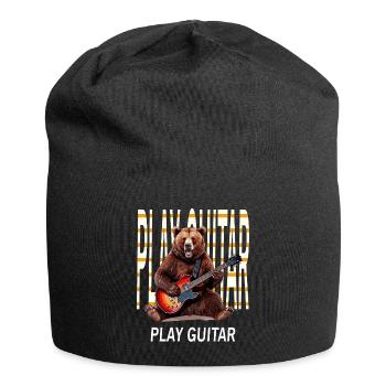 BEAR ROCK GUITAR PLAY GUITAR - Jersey Beanie - black - Front