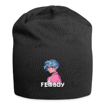 Femboy -Ästhetik Yaoi Anime Boy Crossdressing - Jersey-Beanie - Schwarz - Vorne