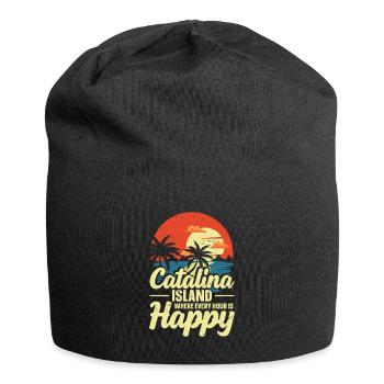 Catalina Island, Auf Der Jede Stunde Glücklich Ist - Jersey-Beanie - Schwarz - Vorne