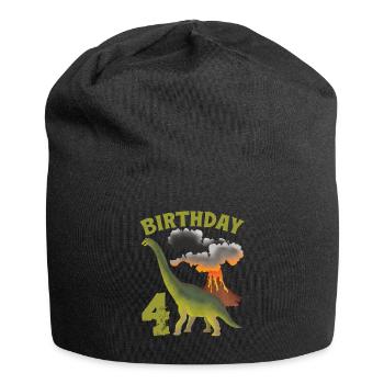 4 ans anniversaire garçon Dino Volcano - 4ème - Bonnet en jersey - noir - Devant