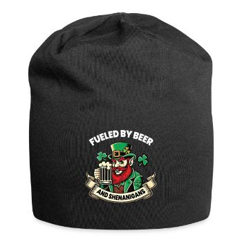 St. Patrick's Day Lustiger Leprechaun Mit Bier - Jersey-Beanie - Schwarz - Vorne