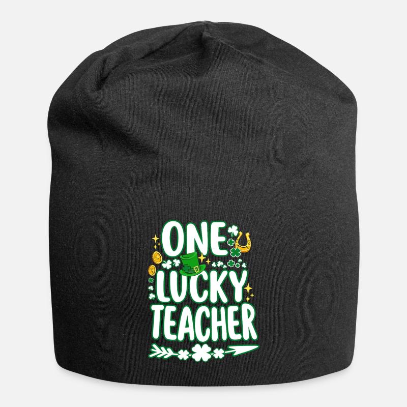Ein glücklicher Lehrer Lehrer am St. Patricks Day - Jersey-Beanie - Schwarz