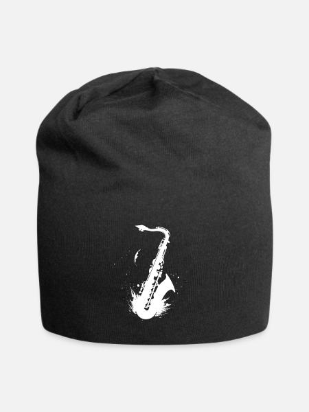 Saxophon Grafik - Jersey-Beanie - Schwarz