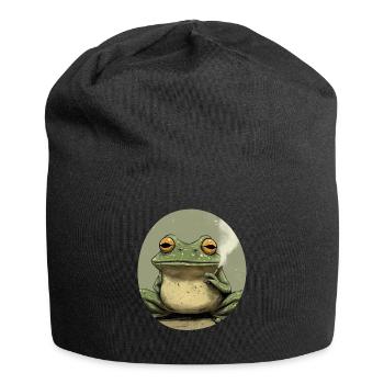 Pot-smoking frog laughs: weed and croak - Jersey Beanie - black - Front