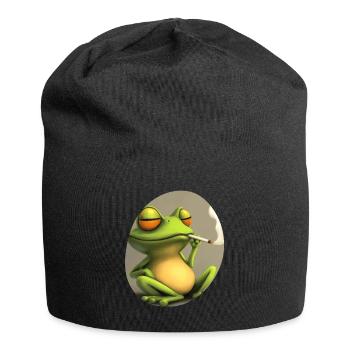 Trippy Frosch meditiert: Kiffer im Quak‑Modus - Jersey-Beanie - Schwarz - Vorne