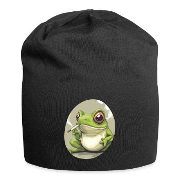 Frog Prince smokes weed heavily: Cannabis and croak - Jersey Beanie - black - Front