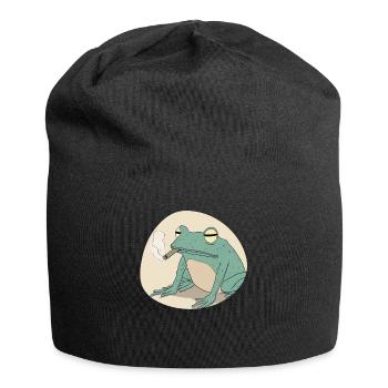 Funny frog smokes pot: pure cannabis and croak - Jersey Beanie - black - Front