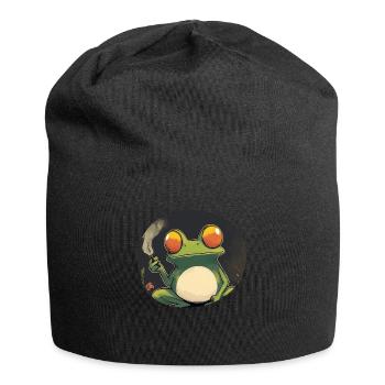 Funny Frog Prince Smokes Weed: Quack and Cannabis - Jersey Beanie - black - Front