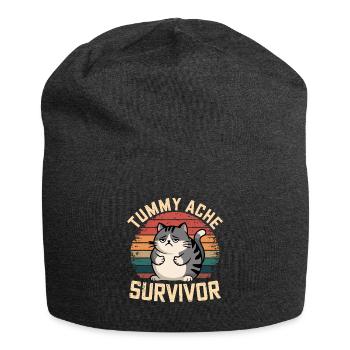 Belly Ache: Survivor Cat Retro Style - Jersey Beanie - charcoal grey - Front