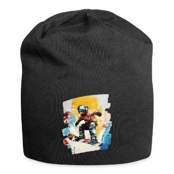 Snowboarder poudreuse - Bonnet en jersey - noir - Devant
