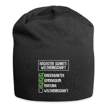 Maturanten NÄCHSTER SCHRITT WELTHERRSCHAFT Lustig - Jersey-Beanie - Schwarz - Vorne