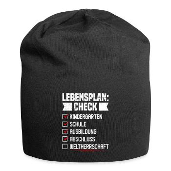 Abitur LEBENSPLAN CHECK WELTHERRSCHAFT Lustiges - Jersey-Beanie - Schwarz - Vorne