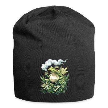 Grenouille avec joint - Grenouille de mauvaises herbes fumante - Bonnet en jersey - noir - Devant