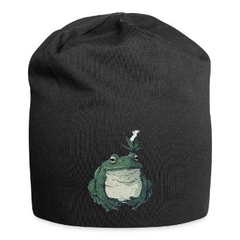 Fat Frog with Cannabis Leaf - Weed Frog - Jersey Beanie - black - Front