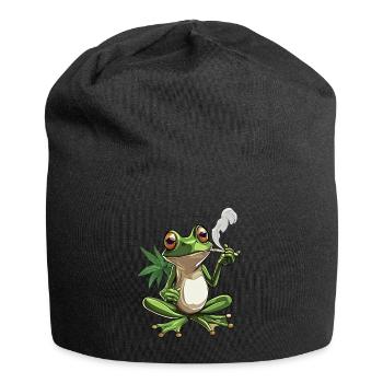 Grenouille avec joint et feuille de cannabis - Weed Frog D - Bonnet en jersey - noir - Devant
